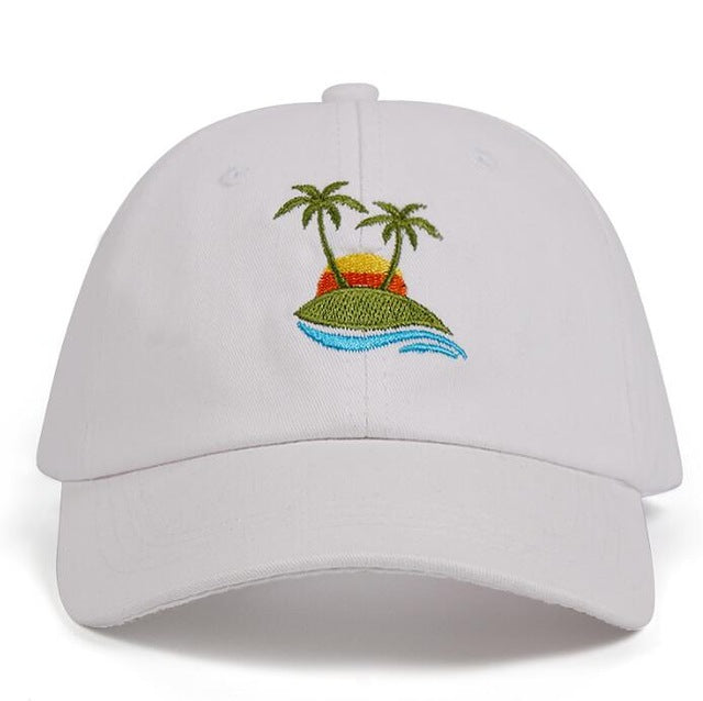 Embroidery Palm Trees Curved Dad Hat