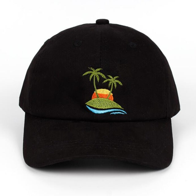 Embroidery Palm Trees Curved Dad Hat